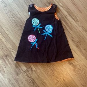 Cute Kelly’s Kids reversible dress fall/Halloween.  Brown side is corduroy.